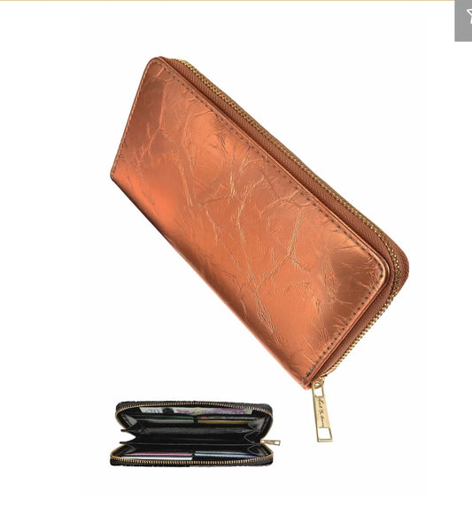 WN579 Purse/Organiser W/Matching Zip - Metallica Terracotta