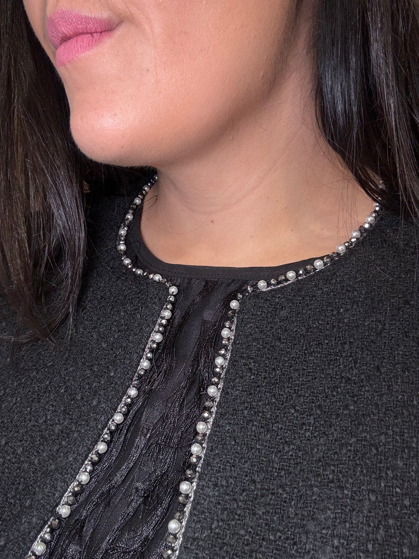 Sinead black embroidered short blazer