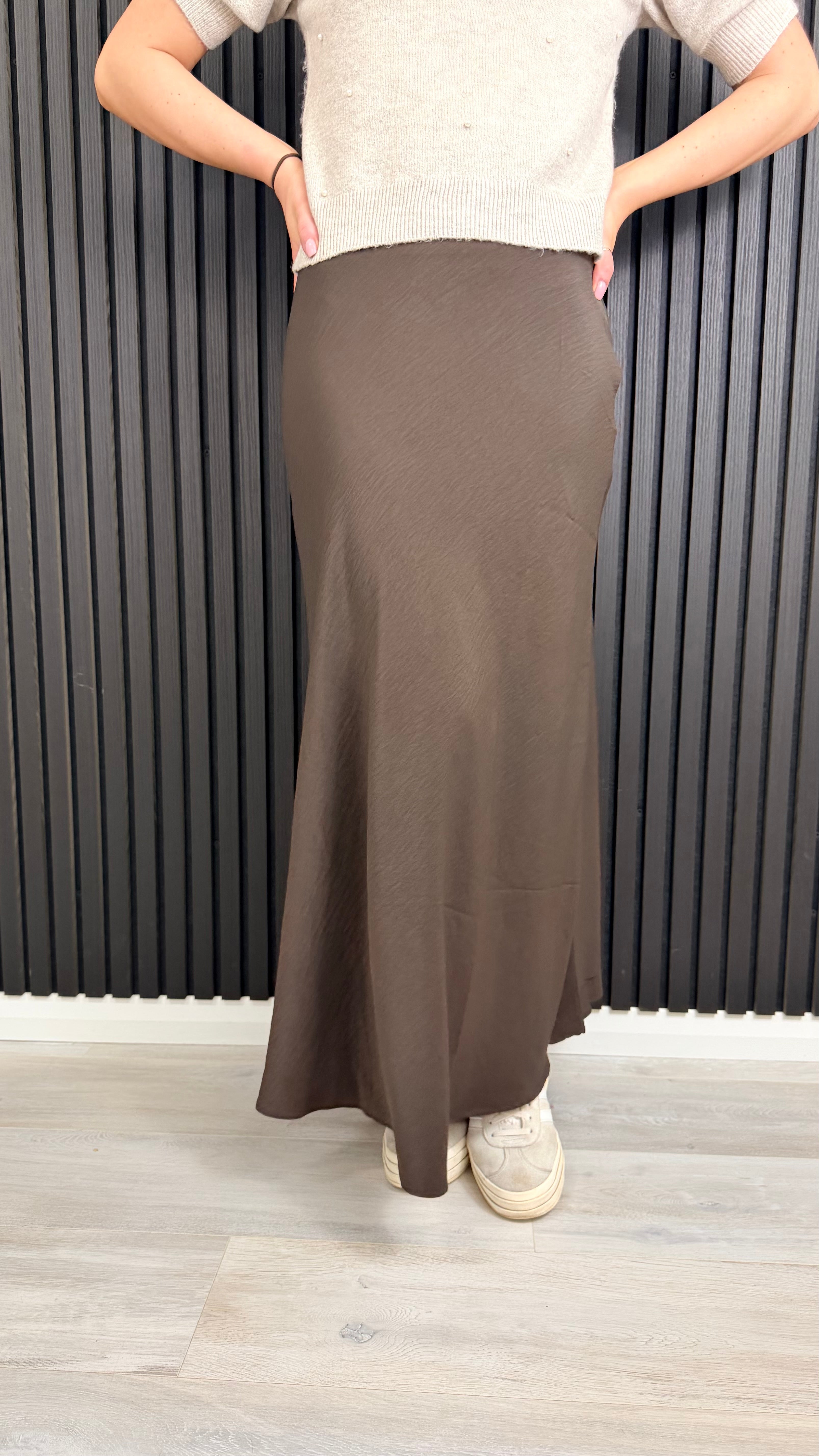 Brown maxi slip skirt
