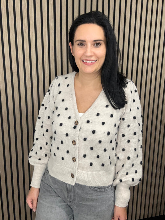 Dotty Cardigan - Cement