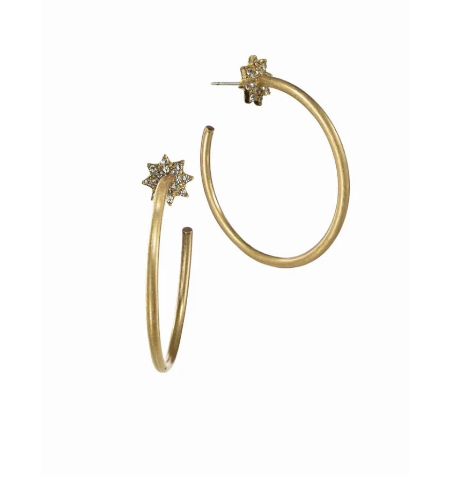 LG043 Comet Tail Stud/Hoops / 44mm - Worn Gold/Clear