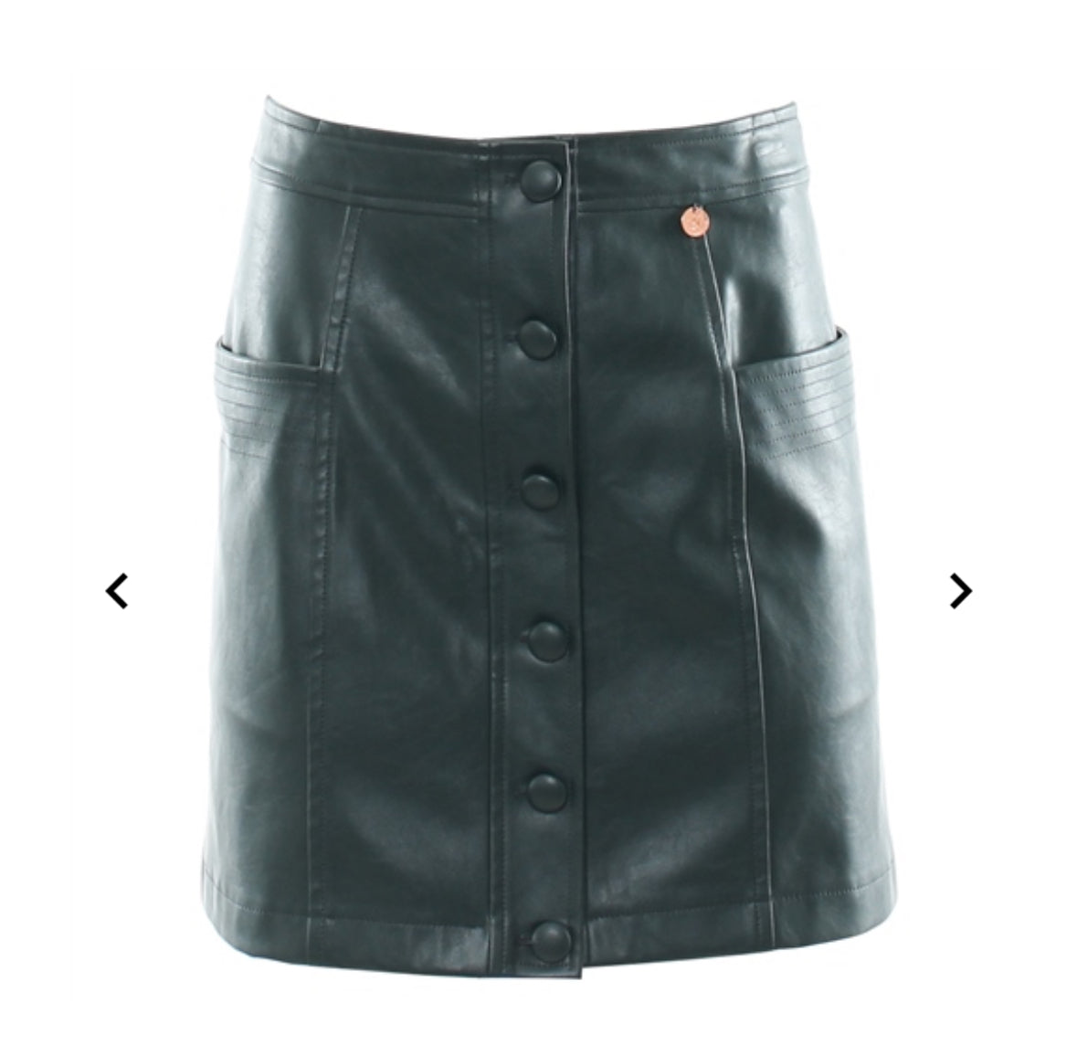 Helia Green Leather Skirt