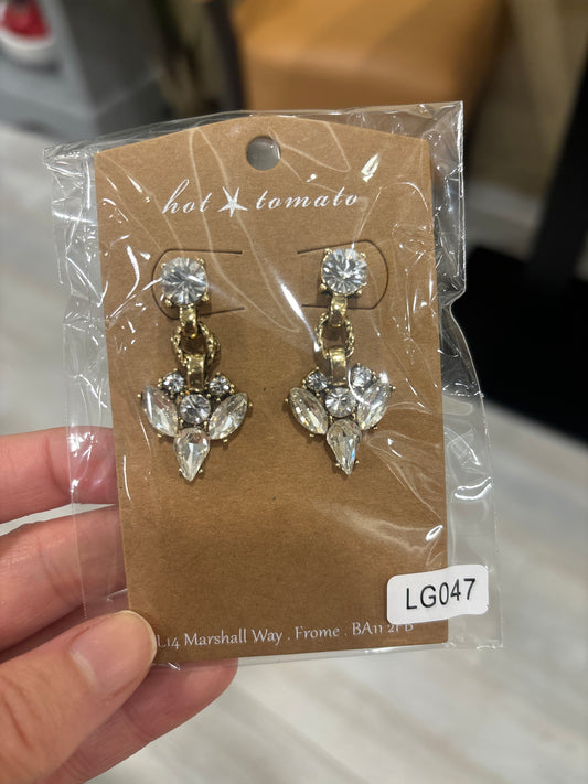 LG047 Grace Drop Earrings in Old Bronze/Clear/Frost