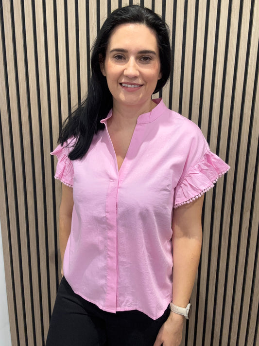 Sindey Cotton Half Placket Shirt Violet Pink