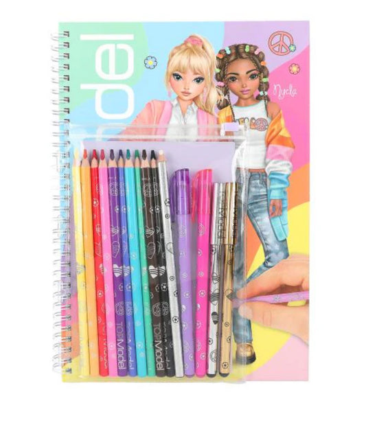 TOPMODEL COLOURING BOOK WITH PENCILS NYELA