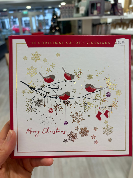 Boxed christmas cards robins