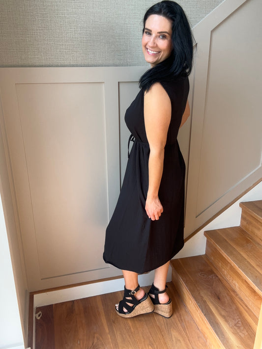 JDYDIVYA LIFE S/L MIDI DRESS WVN DIA BLACK