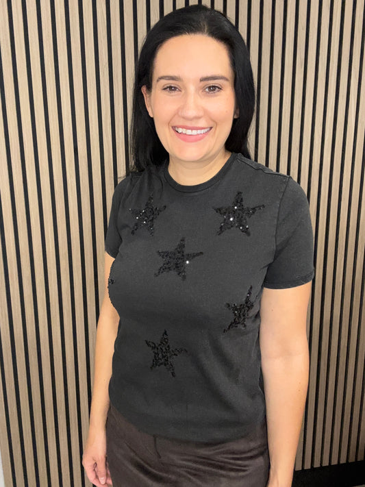Black sequin Star Tee