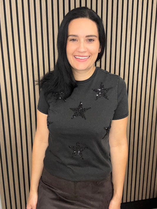 Black sequin Star Tee