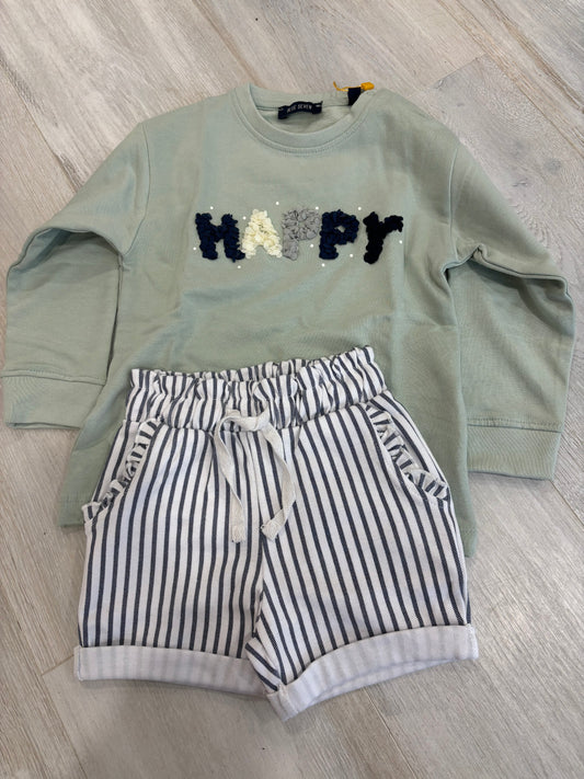 2 pce Set - Happy Jumper & Shorts