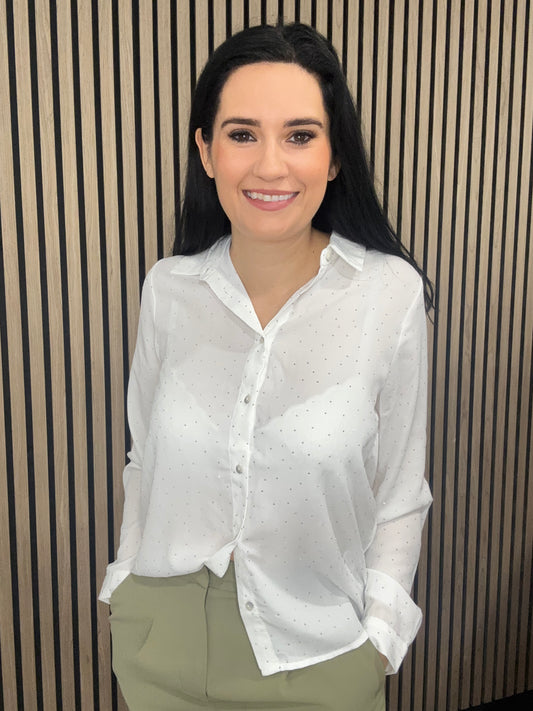 Diane white stud sparkle shirt