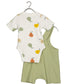 Khaki organic fruits 2 PC dungarees set
