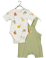 Khaki organic fruits 2 PC dungarees set