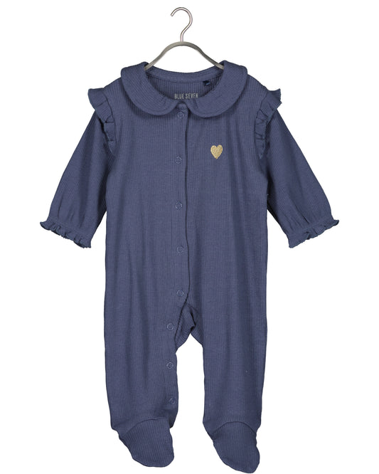 Navy baby romper with gold heart