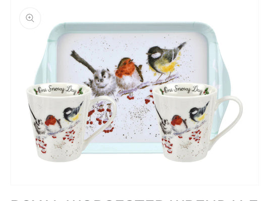 WRENDALE MUG & TRAY SET - ONE SNOWY DAY / BIRDS