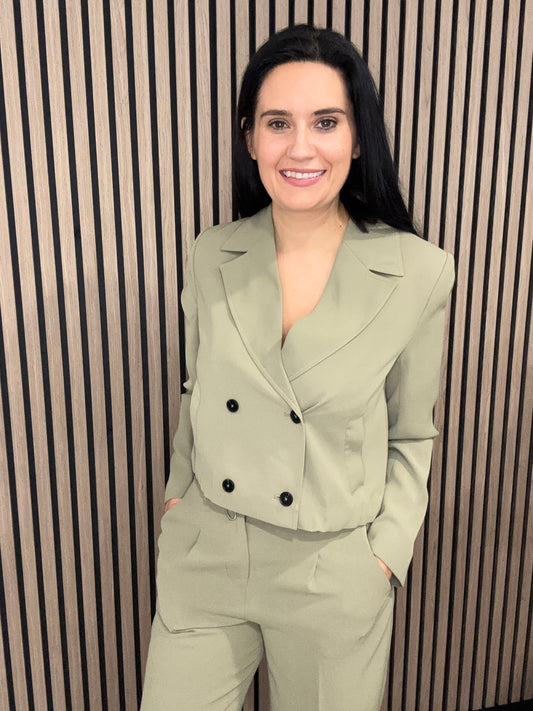 Vinnie Tailored Cropped Jacket Washed Khaki
