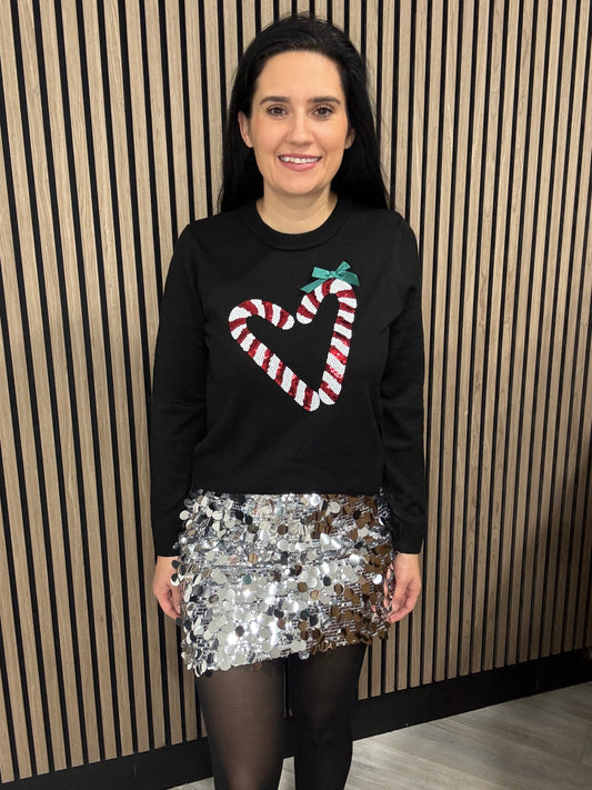 Candy Black Heart Jumper