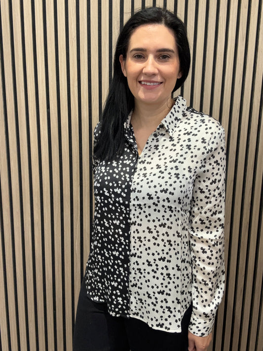 Harriet Mix Shirt Blackout Porcelain