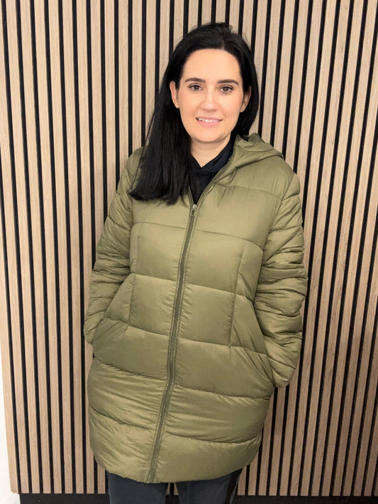 Myra Coat - long padded ivy green