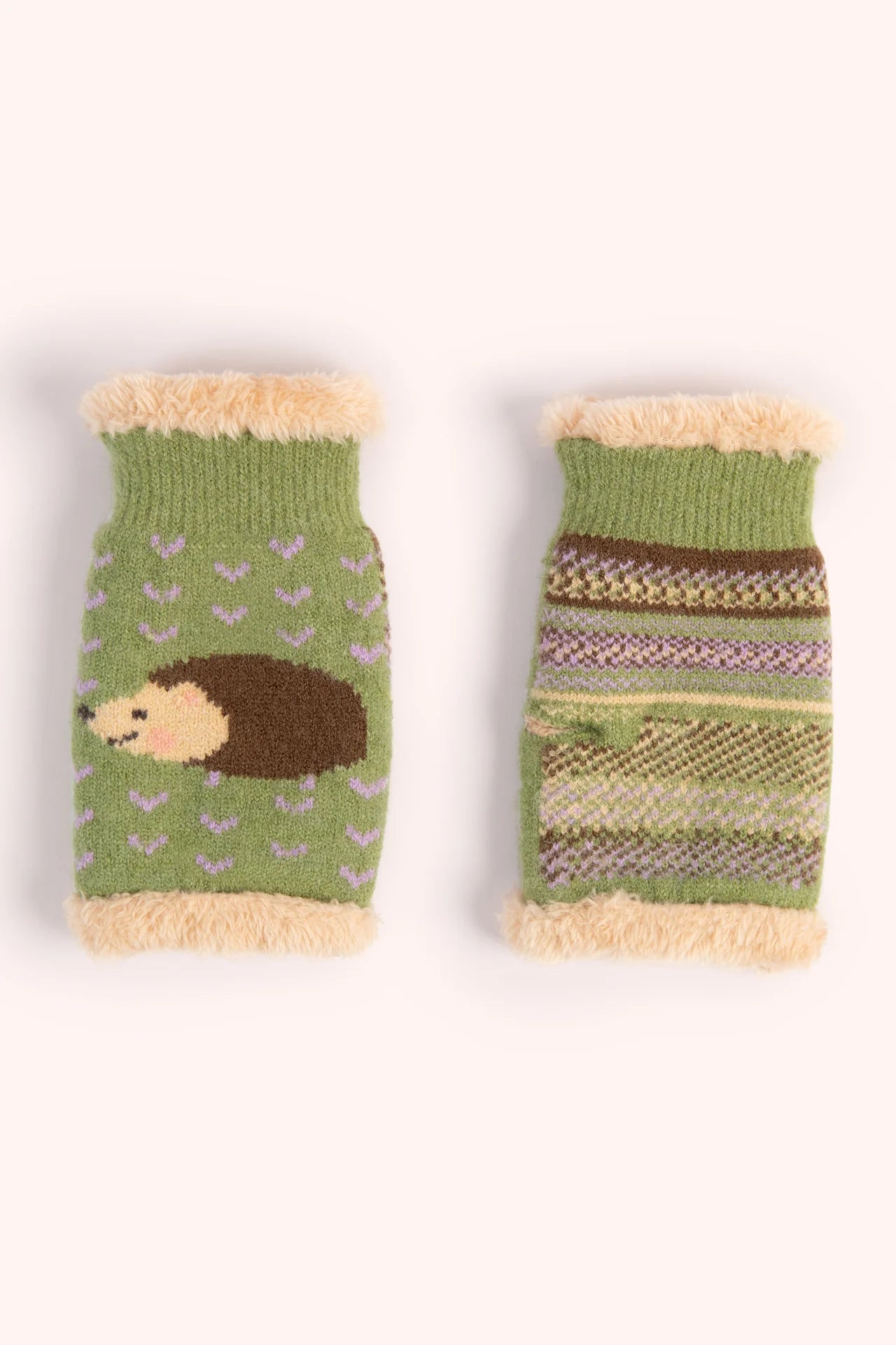 Hedgehog Wrist Warmers - Sage