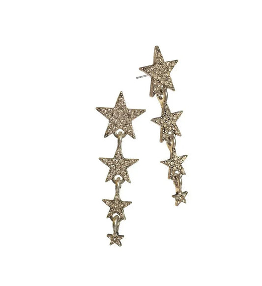 LF714 Stary Stary Drops Honey Crystal Antique Gold Earrings