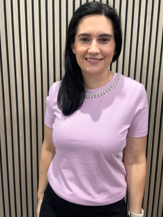 Mauve Mist Pearl Embellishment Tee