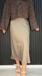 Valarie satin-effect maxi skirt in Falcon with a flowing silhouette.
