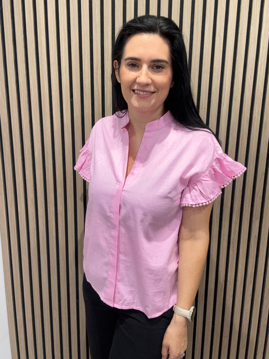 Sindey Cotton Half Placket Shirt Violet Pink