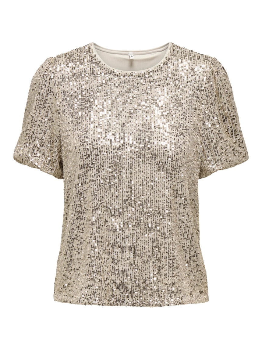 15333850 ONLY ONLANA TOP - Sequin Pumice Stone Gold