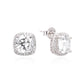 SILVER SQUARE HALO STUD EARRINGS E1856