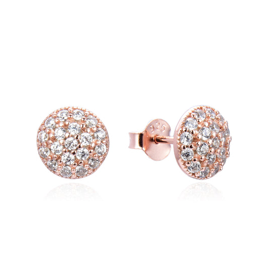 Pavé Stud Earrings with Cubic Zirconia – Rose Gold E1922