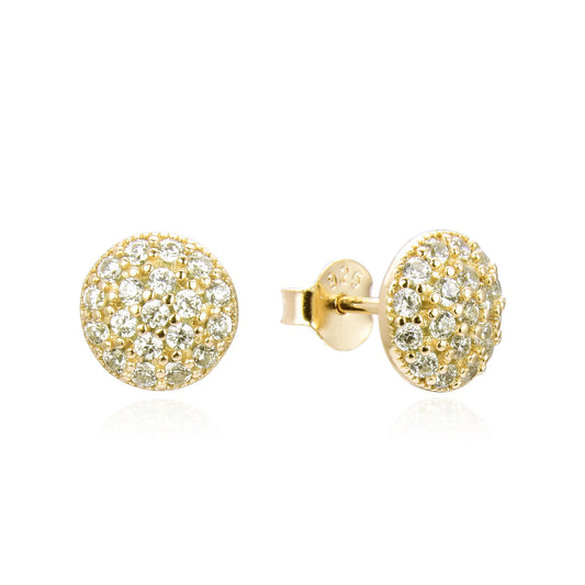 Pavé Stud Earrings with Cubic Zirconia – Gold E1922