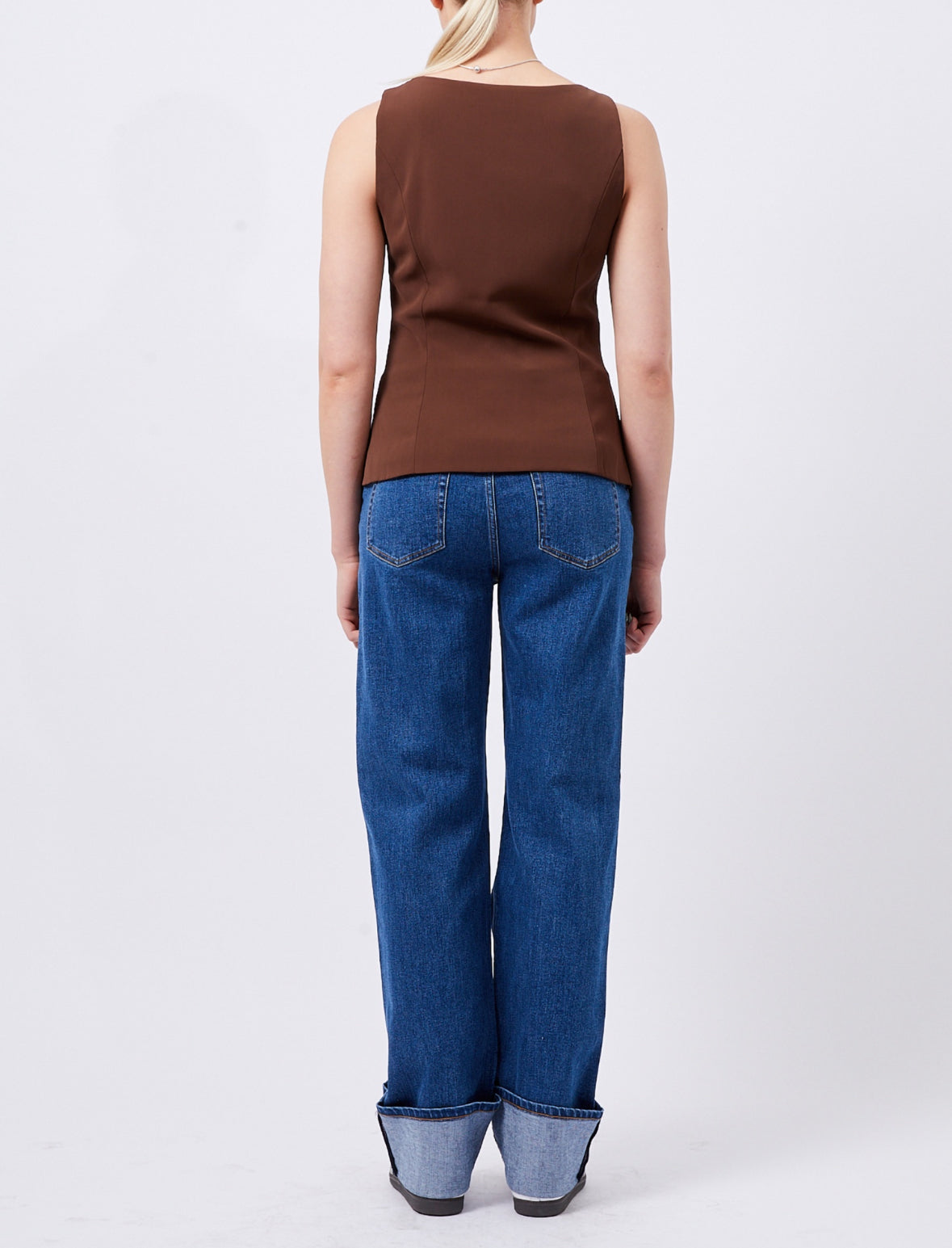 72YBM Harrie Tailored Waistcoat Top - Chocolate