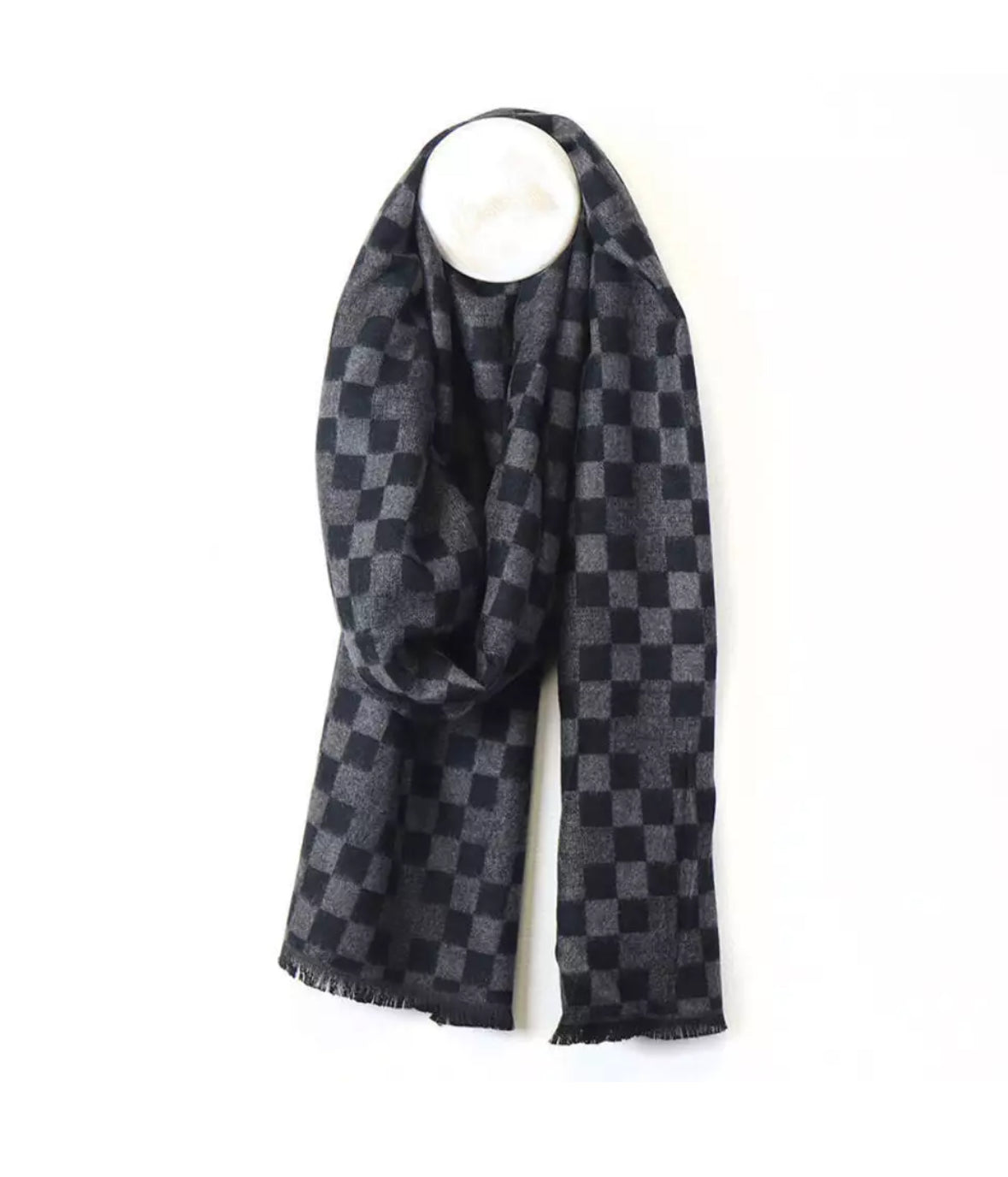 POM Men's Checkerboard Scarf - Grey