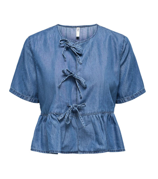 Bow Denim Shirt Medium Blue