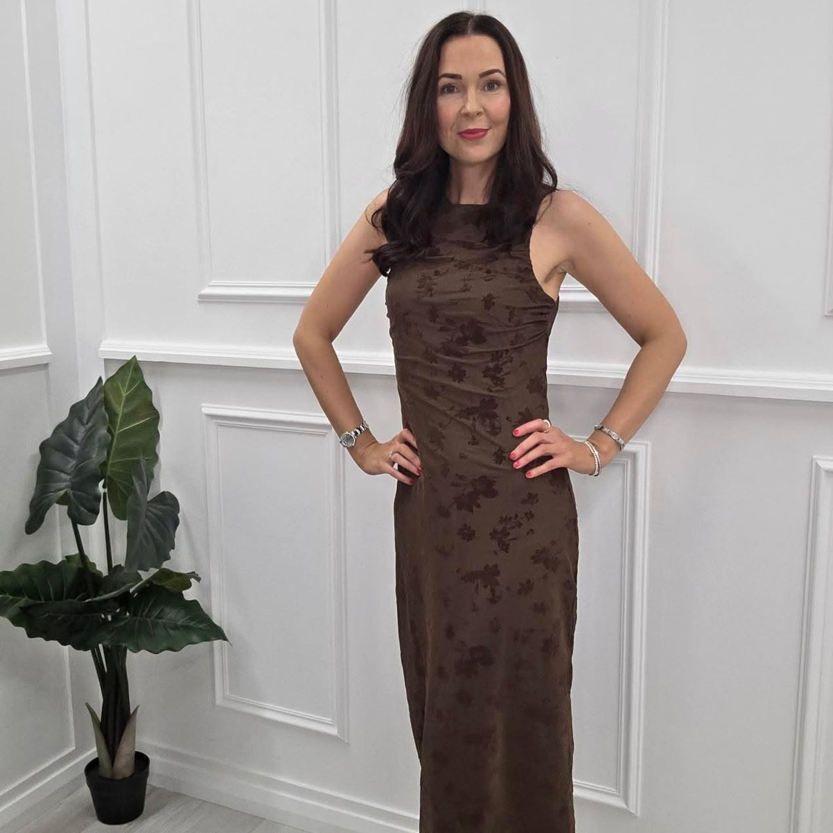 Ruby Nora RUBY ROUCHING FLOCK DRESS CHOCOLATE BROWN – NORA & KATIE
