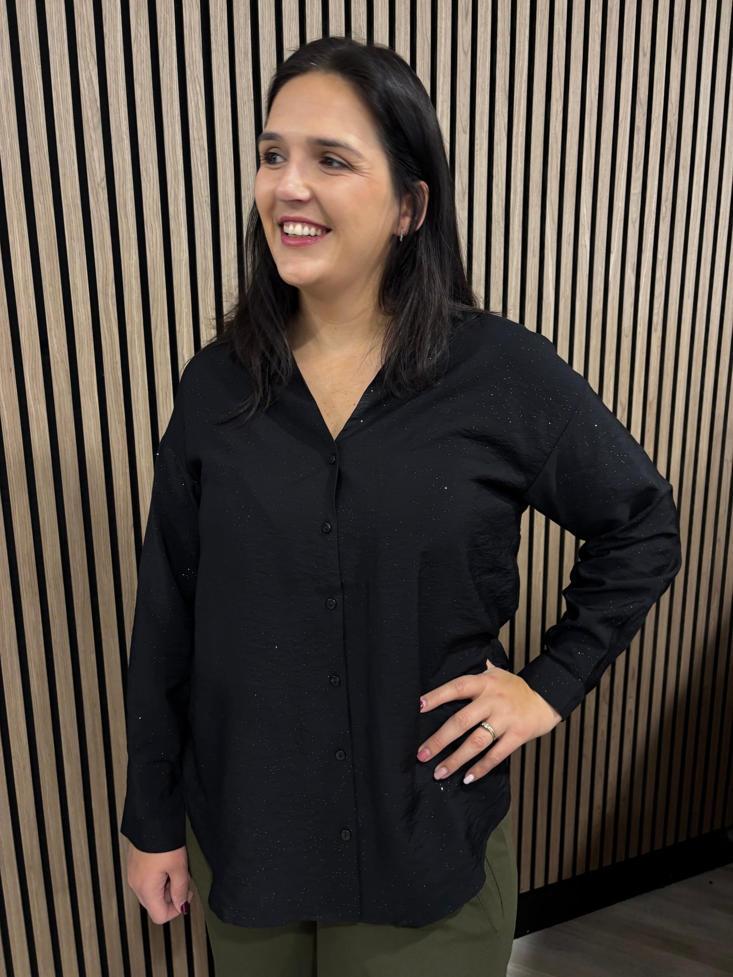 Troya Shirt - Black SILVER FOIL