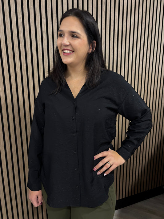 Troya Shirt - Black SILVER FOIL