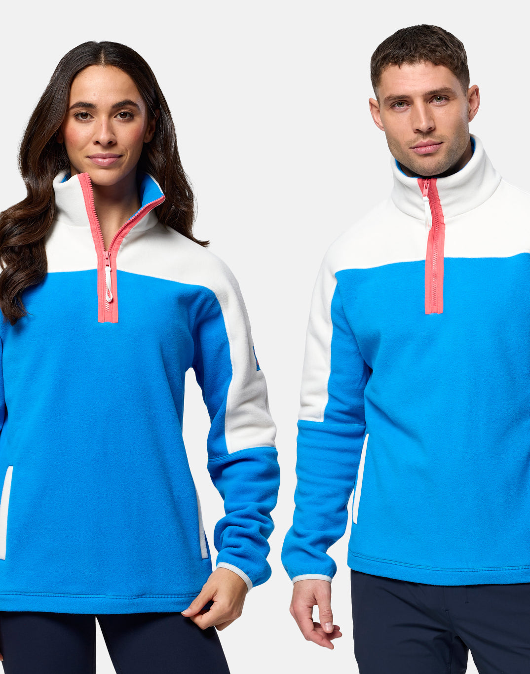 HALF ZIP POLAR FLEECE IN SKY BLUE