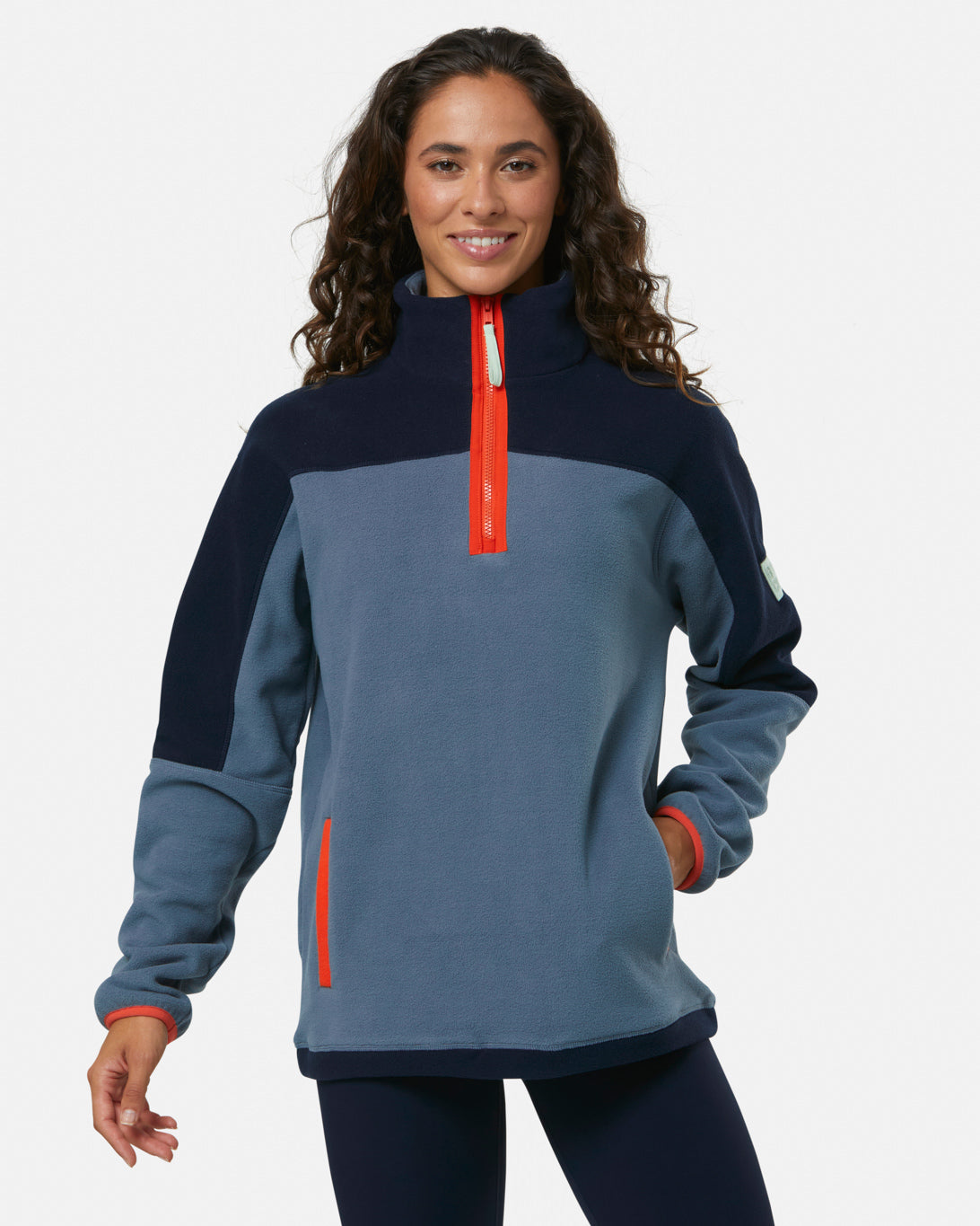 Half Zip Polar Fleece in Stone Blue Unisex