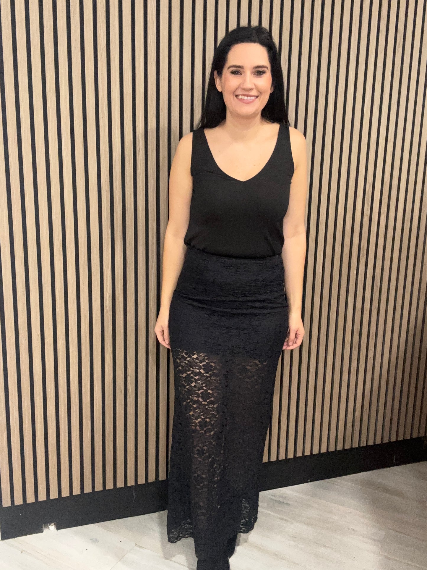 Isla black lace skirt