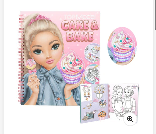 TOPModel Cake & Bake Colouring Book with Sequins