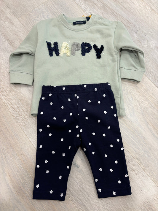 2 pce Set - Jumper & Navy flower leggings