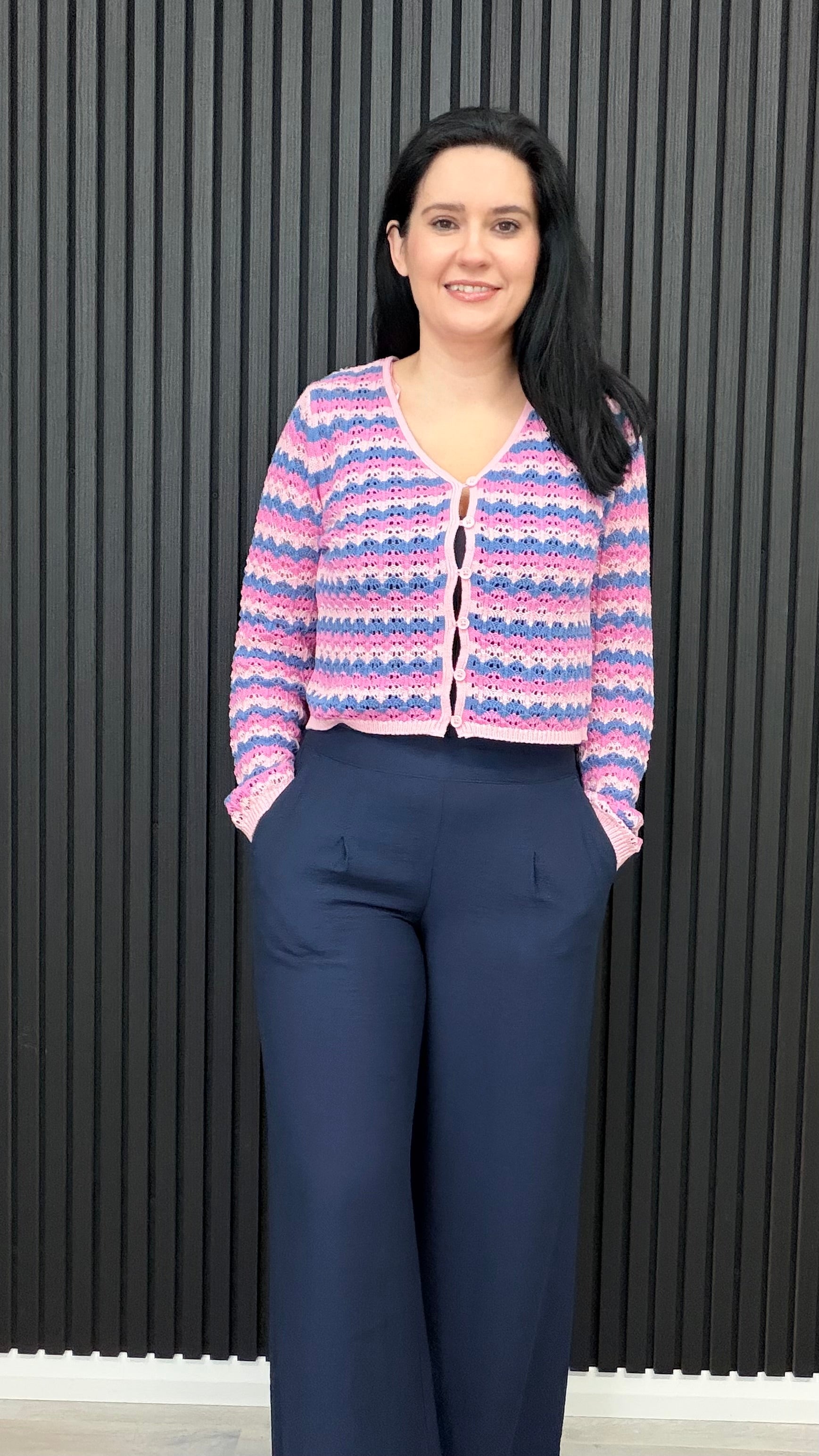 Lightweight pastel crochet cardigan for women