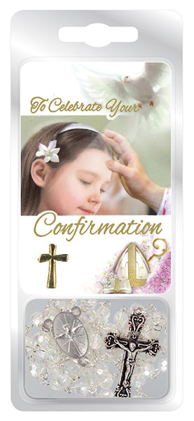 Confirmation Rosary/Prayer Card/Crystal