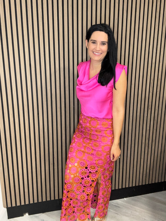 Yvonne crochet pink skirt