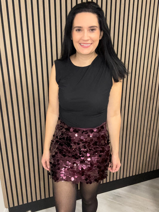 Kelly sequin skirt - burgundy