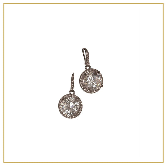Crystal Drop on Demi Hoop - Gun Metal/Clear