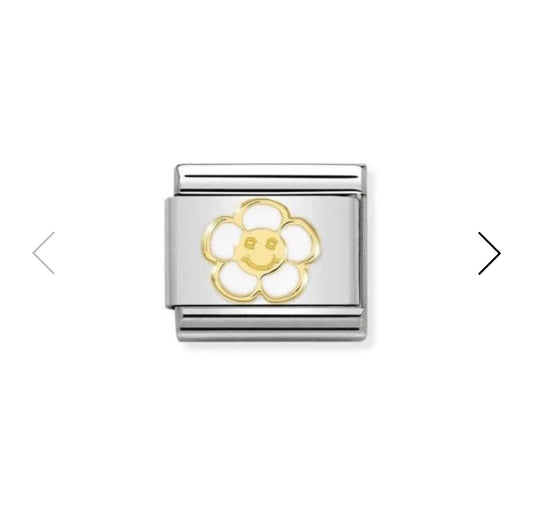 Classic Gold & White Flower with Smile Charm