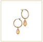 LF881 Hoop W/Teardrop Crystal - Gold/Amber
